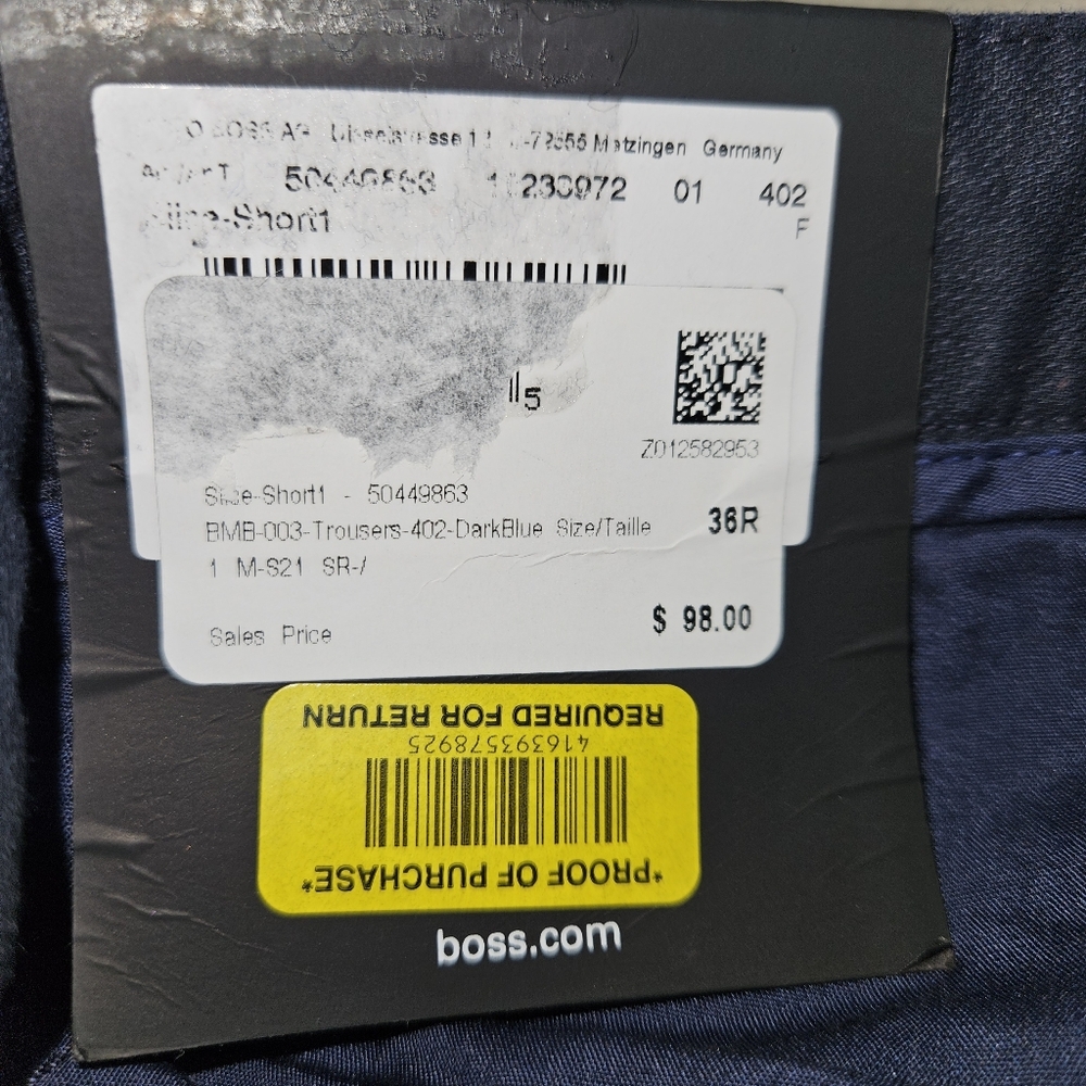 NWT! Hugo Boss Dark Blue Shorts Men's Size 36 R NEW $98 MSRP - Picture 11 of 16